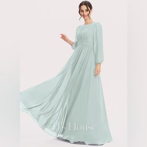 A-line Scoop Floor-Length Chiffon Bridesmaid Dress